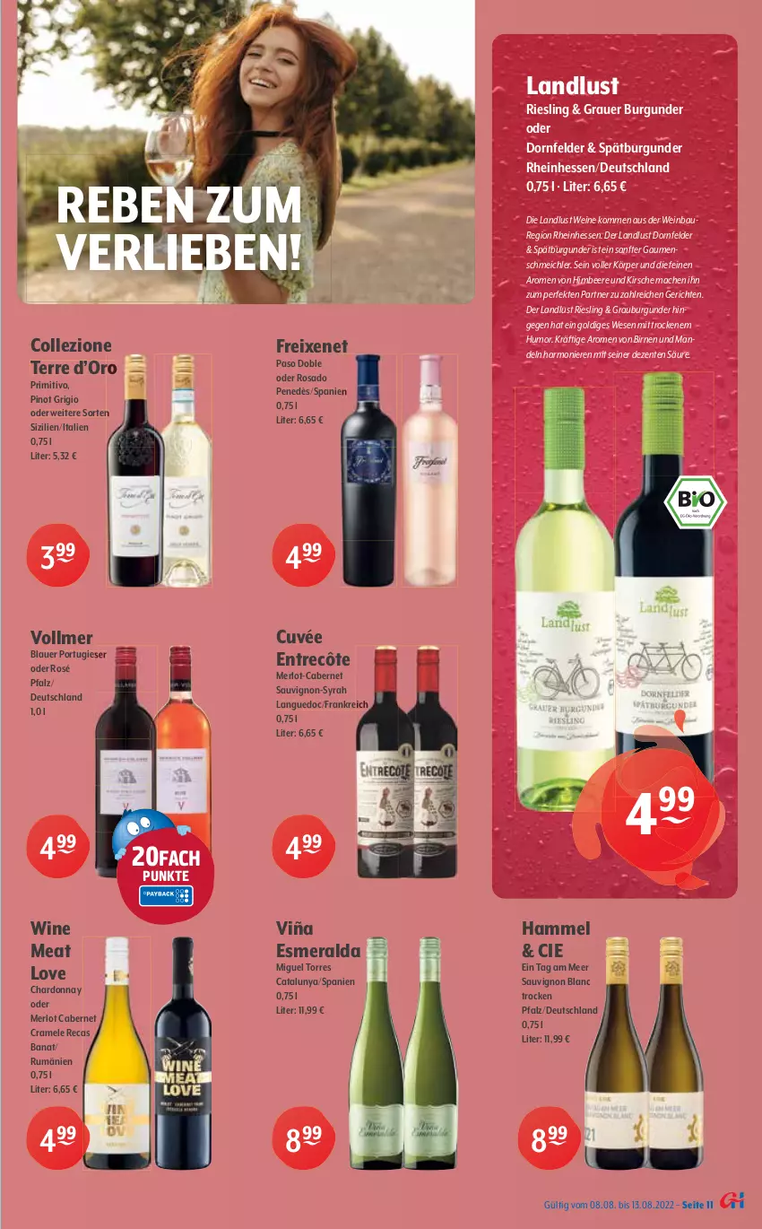 Aktueller Prospekt Getraenke Hoffmann - Prospekte - von 08.08 bis 13.08.2022 - strona 11 - produkty: angebot, angebote, auer, Bau, beere, Birnen, burgunder, cabernet, cabernet sauvignon, chantré, chardonnay, cuvée, dornfelder, drink, drinks, eier, eis, ente, entrecôte, freixenet, getränk, getränke, gin, goldkrone, grauburgunder, grauer burgunder, himbeer, himbeere, HP, jim beam, kirsch, kirsche, kräuter, kräuterlikör, krone, kuemmerling, likör, limo, mac, mandel, mandeln, mariacron, Meister, merl, merlot, Mixgetränk, Pinot, pinot grigio, primitivo, Ria, riesling, ring, rouge, rum, rwe, sauvignon, sauvignon blanc, Southern Comfort, spätburgunder, Three Sixty, Ti, vodka, waldmeister, wein, weinbrand, weine, whiskey, wilthener, Wilthener Goldkrone