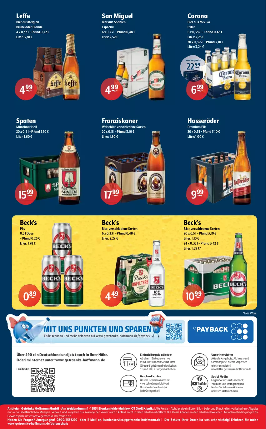 Aktueller Prospekt Getraenke Hoffmann - Prospekte - von 08.08 bis 13.08.2022 - strona 12 - produkty: abholpreise, angebot, angebote, bier, corona, eis, elle, franziskaner, getränk, getränke, gewinnspiel, hasseröder, LG, payback, pils, premium pils, reis, Spaten, Spiele, Ti, weissbier, Yo