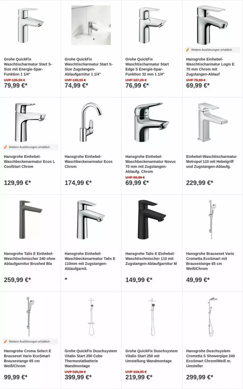 Aktueller Prospekt Obi - Prospekte - von 23.04 bis 01.05.2024 - strona 2 - produkty: armatur, batterie, brause, elle, garnitur, grohe, hansgrohe, LG, Metro, Mett, teller, thermostat, Ti, tisch, vita, waschbecken, waschtisch, waschtischarmatur