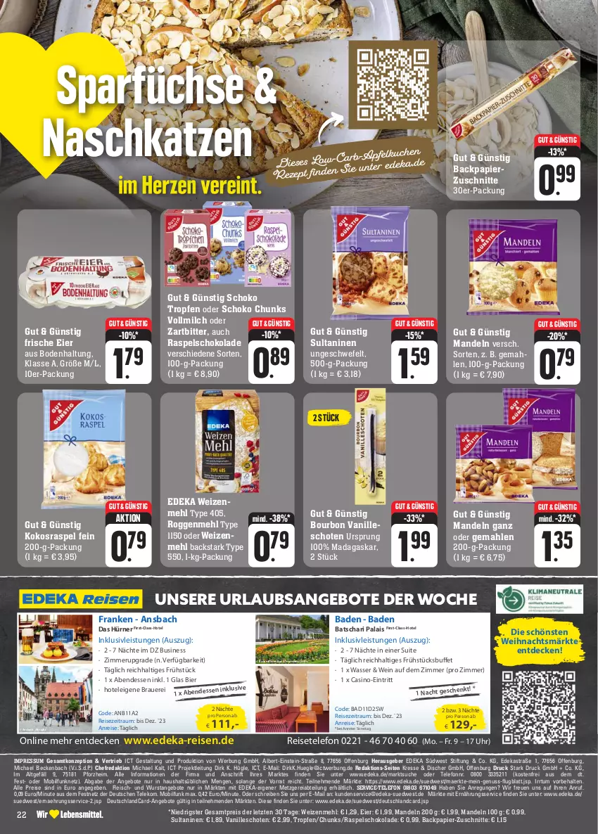 Aktueller Prospekt Edeka - Angebote der Woche - von 09.10 bis 14.10.2023 - strona 26 - produkty: Abtei, angebot, angebote, Astra, auer, Bad, bier, bourbon, bourbon vanille, decke, deka, deutschlandcard, eier, eis, fleisch, inklusivleistungen, kokos, mandel, mandeln, mehl, milch, nuss, papier, reis, schoko, schokolade, südwest, telefon, Ti, type 405, uhr, vanille, vollmilch, wasser, wein, weizenmehl, wurst, ZTE