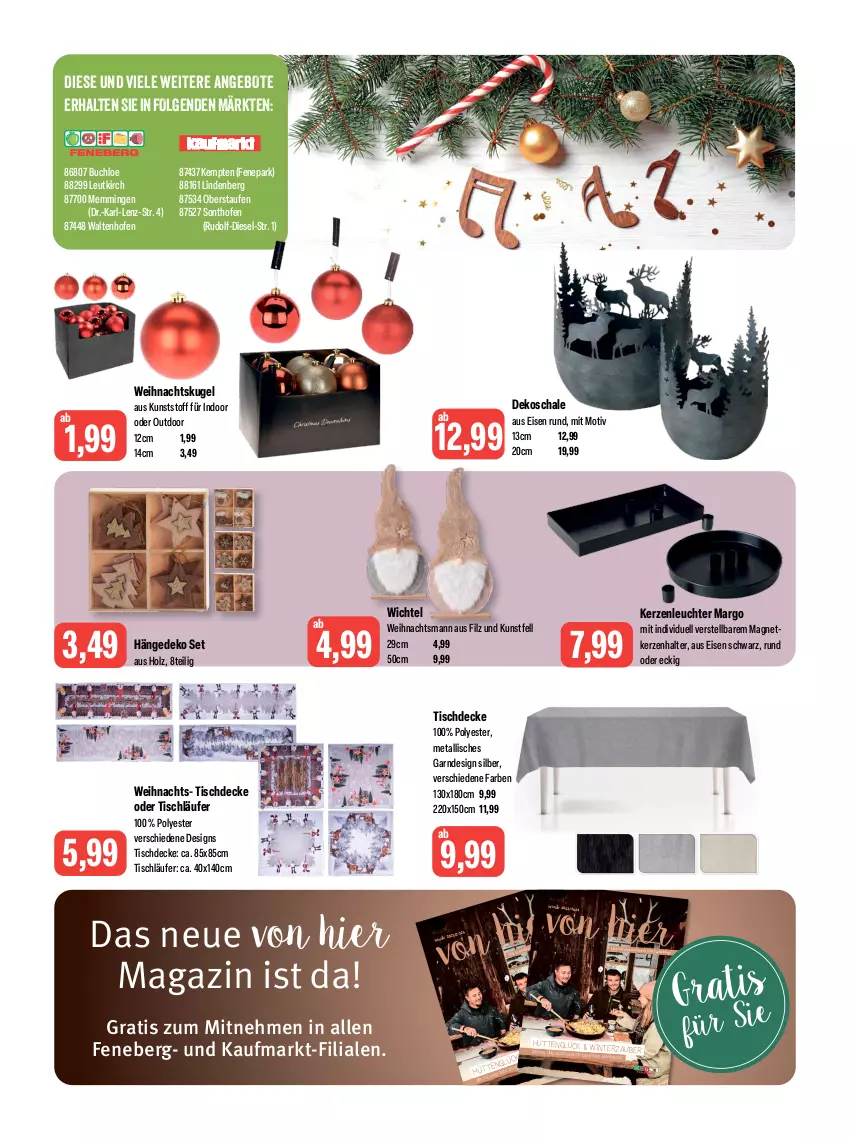 Aktueller Prospekt Feneberg - Prospekte - von 30.11 bis 02.12.2023 - strona 12 - produkty: angebot, angebote, buch, chloe, decke, Dekoschale, Diesel, eis, emmi, Holz, kerze, Kerzenhalter, Kerzenleuchter, Kugel, Läufer, Leuchte, LG, magazin, nuss, Ofen, Schal, Schale, Ti, tisch, tischdecke, tischläufer, Wichtel