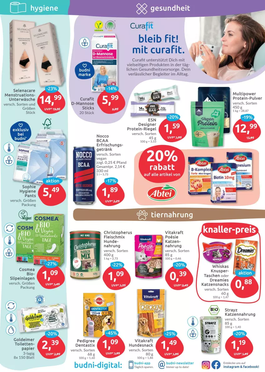 Aktueller Prospekt Budni - Prospekte - von 28.02 bis 05.03.2022 - strona 5 - produkty: asti, beere, beeren, bio, cosmea, decke, dentastix, dreamies, eier, eimer, eis, fleisch, Gesundheit, getränk, hundesnack, katzennahrung, katzensnack, katzensnacks, kraft, Pants, papier, pedigree, riegel, slip, slipeinlagen, snack, snacks, Tasche, taschen, tee, Ti, tiernahrung, Unterwäsche, vita, vitakraft, whiskas, zucker