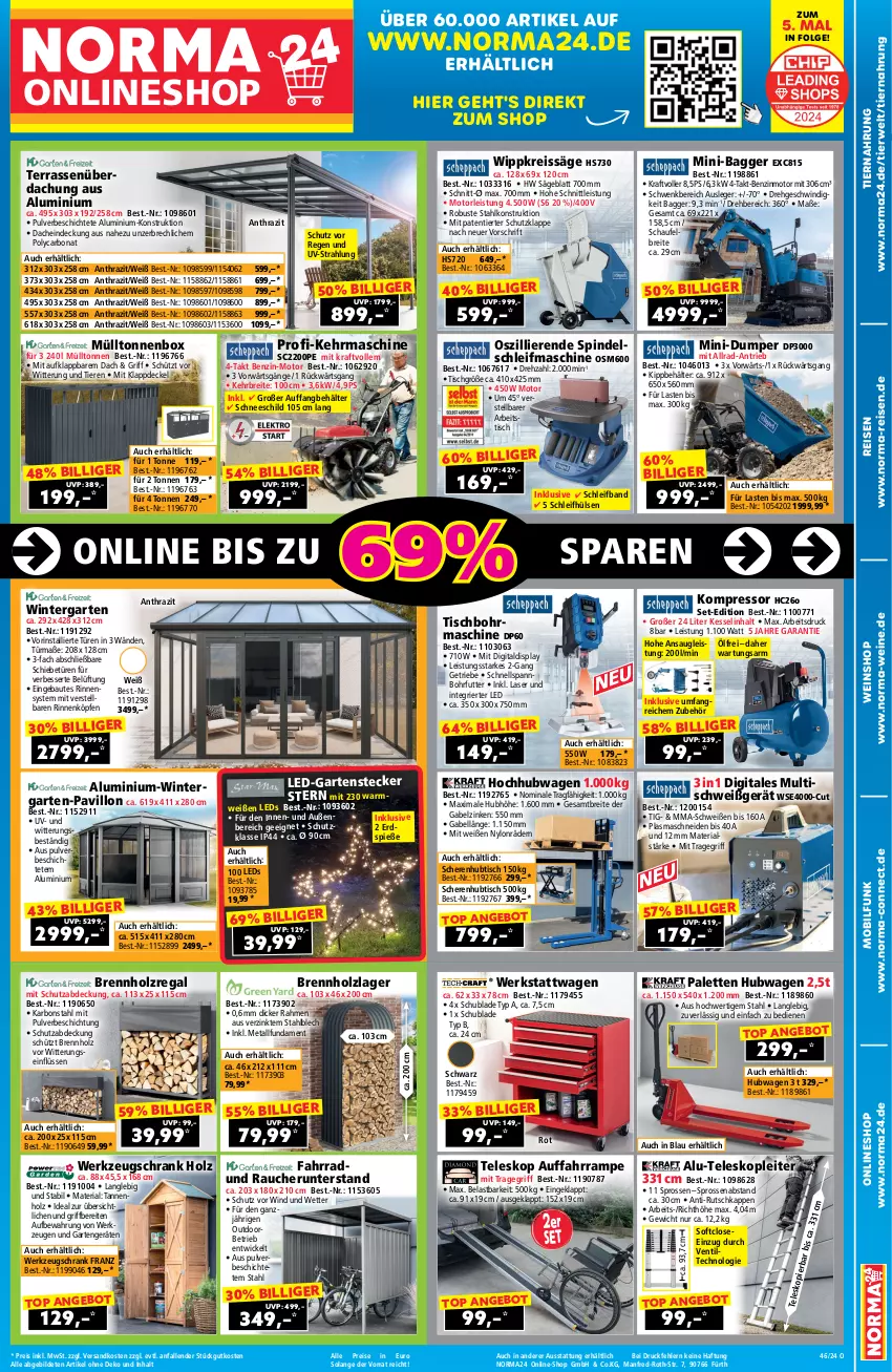 Aktueller Prospekt Norma - Norma - von 31.10 bis 17.11.2024 - strona 1 - produkty: aldi, angebot, Bau, Behälter, Bona, Brei, Brennholz, decke, Deckel, eis, Fahrrad, gabel, Garten, Holz, kompressor, kraft, leds, LG, ndk, Palette, pavillon, Rauch, regal, reis, reiss, Ria, rwe, säge, Schere, Schrank, Teleskop, Terrassenüberdachung, Ti, Tiere, tiernahrung, tisch, Tischbohrmaschine, tragegriff, wein, weine, weinshop, werkzeug, werkzeuge, WICK