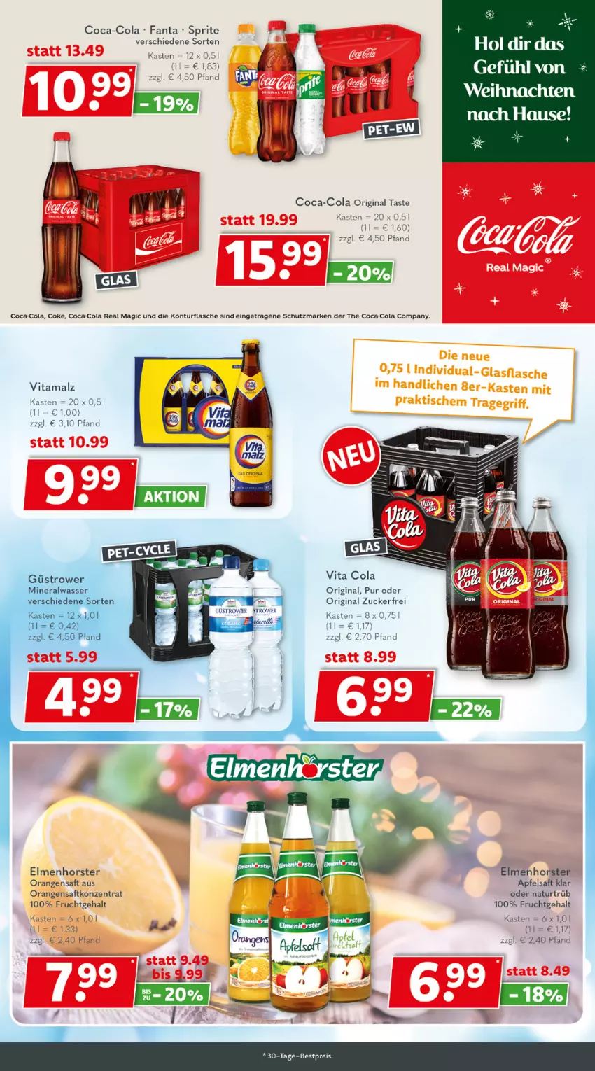 Aktueller Prospekt Getraenkeland - von 28.11 bis 10.12.2022 - strona 4 - produkty: ACC, Alwa, apfel, apfelsaft, bestpreis, coca-cola, cola, eis, fanta, flasche, frucht, gin, malz, mineralwasser, natur, reis, saft, sprite, vita, Vita C, vitamalz, wasser, zucker