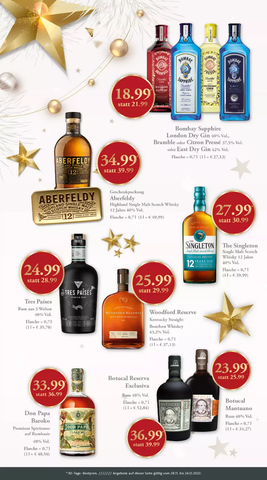 Aktueller Prospekt Getraenkeland - von 28.11 bis 10.12.2022 - strona 8 - produkty: angebot, angebote, bestpreis, bombay sapphire, bourbon, bourbon whiskey, dry gin, eis, Feigen, flasche, geschenkpackung, gin, kentucky straight, london dry, london dry gin, reis, rum, sapphire, scotch, scotch whisky, single malt, Ti, tuc, whiskey, whisky