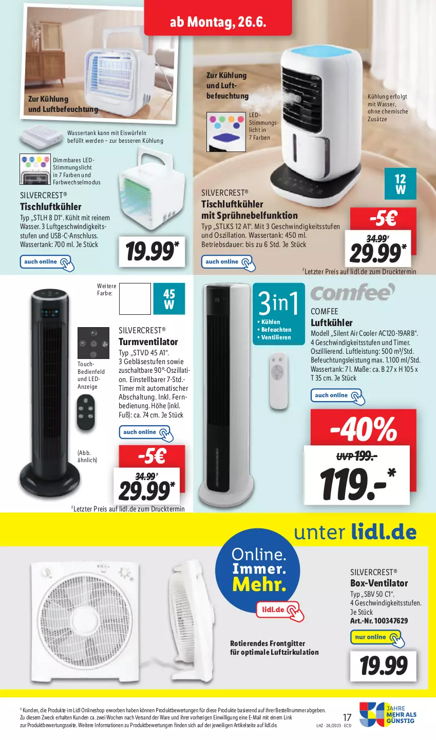 Aktueller Prospekt Lidl - Aktionsprospekt - von 26.06 bis 01.07.2023 - strona 23 - produkty: auer, auto, dell, eis, eiswürfel, erde, LG, Mode, reis, Schal, silvercrest, Ti, Tiere, timer, tisch, turmventilator, usb, ventilator, wasser, wassertank, weck, würfel, ZTE