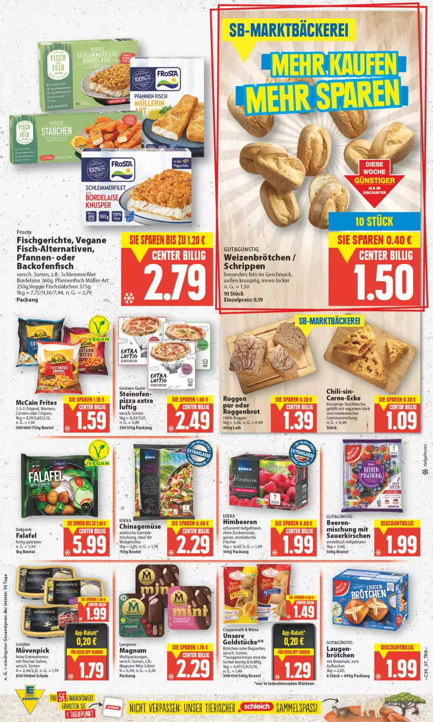 Aktueller Prospekt Edeka - Angebote der Woche - von 25.09 bis 30.09.2023 - strona 7 - produkty: auer, backofen, baguette, baguettes, beere, beeren, beutel, bordelaise, braten, brezel, brot, brötchen, chili, coppenrath, deka, eis, Falafel, filet, fisch, fischstäbchen, frosta, früchte, gin, Goldstücke, himbeer, himbeere, himbeeren, kirsch, kirsche, kirschen, langnese, mac, magnum, mccain, mövenpick, Müller, Ofen, pfanne, pfannen, reis, Rippen, sahne, salz, sauerkirschen, Schal, Schale, schlemmerfilet, Schöller, snack, steinofen, Tasche, Ti, tisch, veggie, weizenbrötchen, Weste, wok, ZTE, zucker