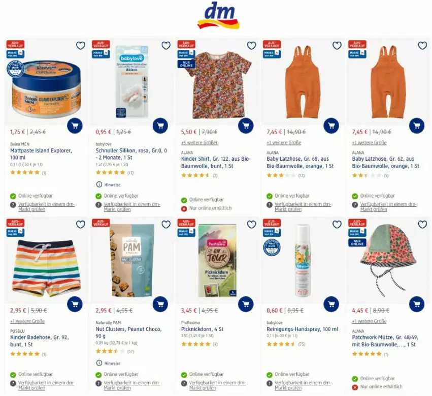 Aktueller Prospekt Dm Drogerie - Prospekte - von 30.09 bis 14.10.2022 - strona 7 - produkty: Bad, Badehose, Bau, baumwolle, bio, bio-baumwolle, eis, hose, Kinder, Latzhose, mit bio-baumwolle, Mütze, natur, natura, orange, Reinigung, shirt, sim, uhr, usb, wolle