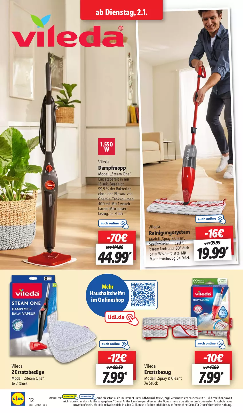 Aktueller Prospekt Lidl - Aktionsprospekt - von 02.01 bis 06.01.2024 - strona 18 - produkty: angebot, dell, eis, elle, latte, mikrofaser, Mode, ndk, Reinigung, reis, Schal, Schale, Ti, vileda, ZTE