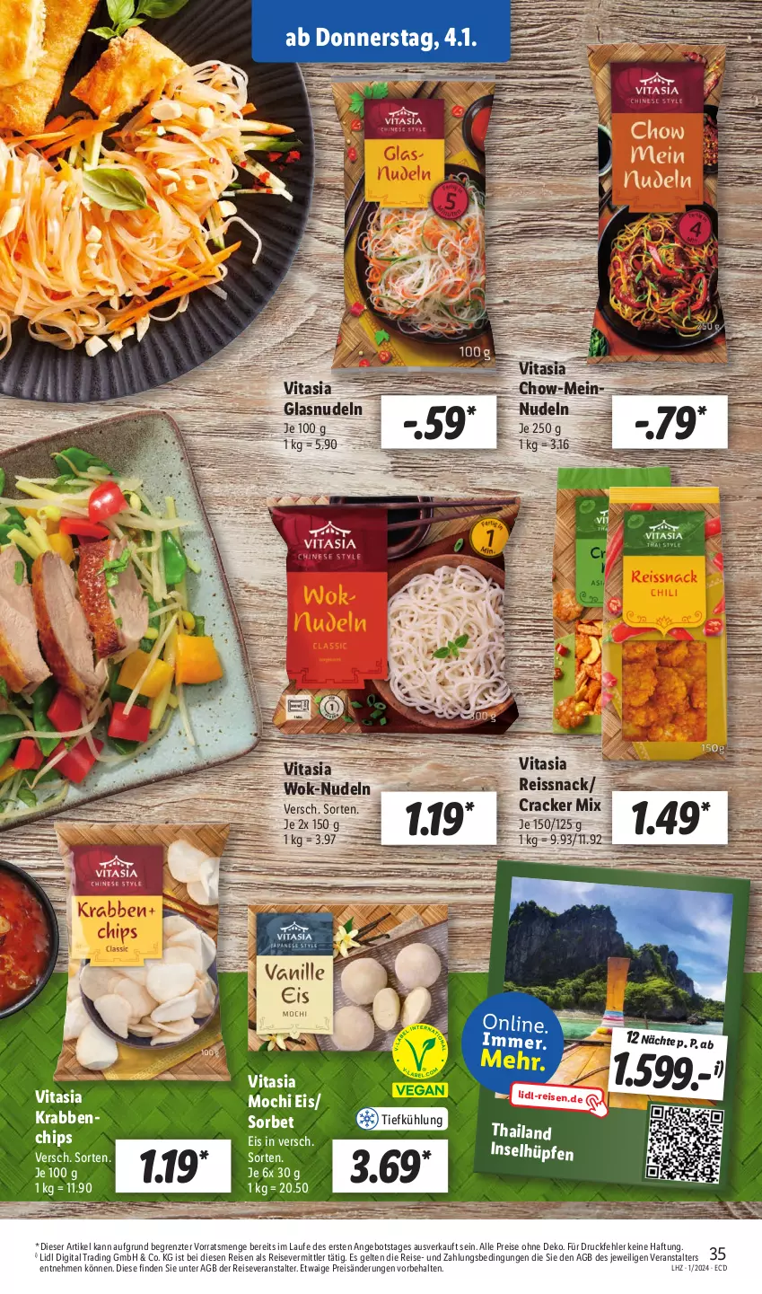 Aktueller Prospekt Lidl - Aktionsprospekt - von 02.01 bis 06.01.2024 - strona 41 - produkty: angebot, chips, cracker, eis, Mochi, nudel, nudeln, reis, reiseveranstalter, reiss, snack, Sorbet, Ti, vita, wok, ZTE