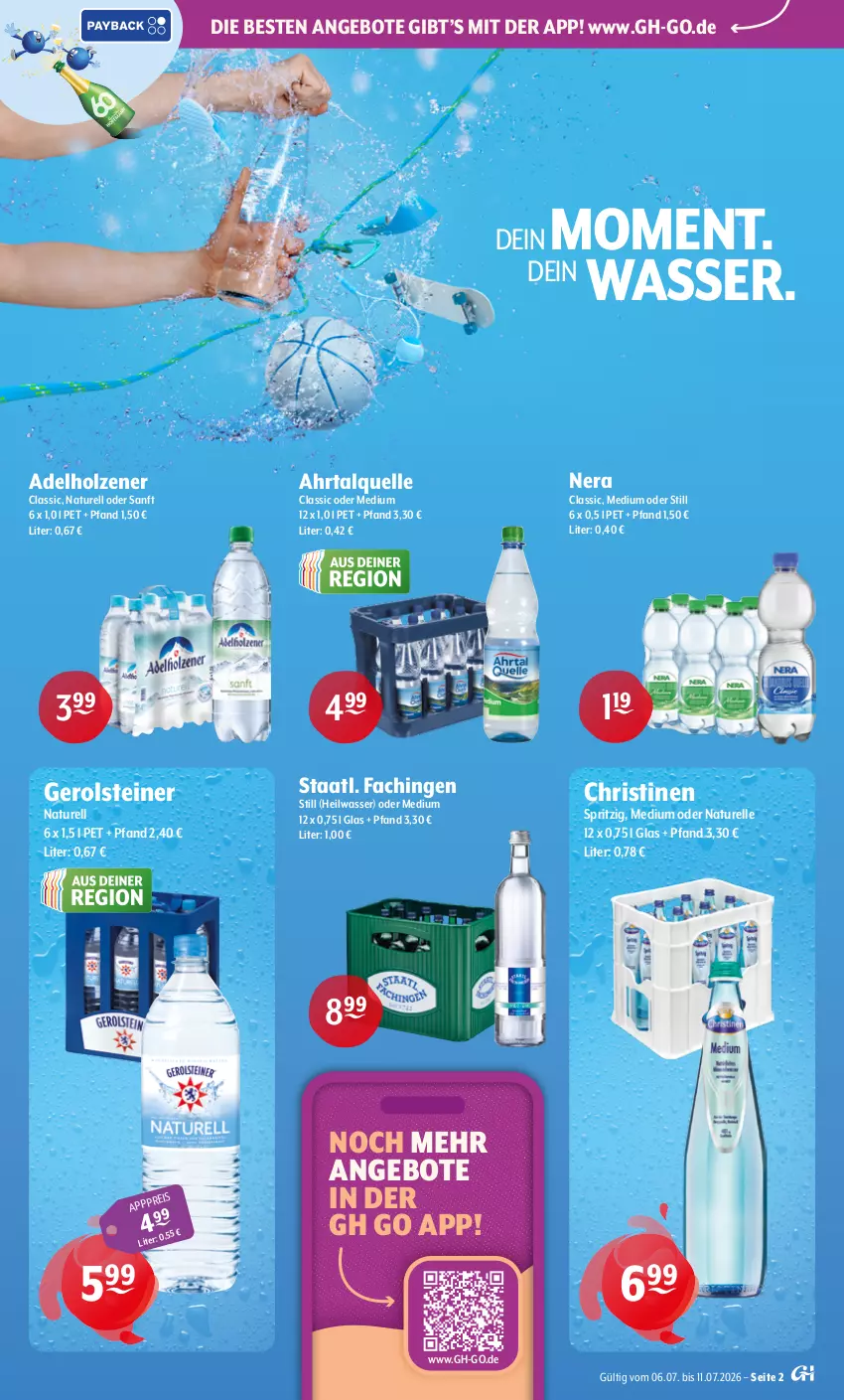 Aktueller Prospekt Getraenke Hoffmann - Prospekte - von 06.07 bis 11.07.2026 - strona 2 - produkty: adelholzener, angebot, angebote, eis, elle, gerolsteine, gerolsteiner, Holz, natur, rel, Staatl. Fachingen, steiner, Ti, wasser