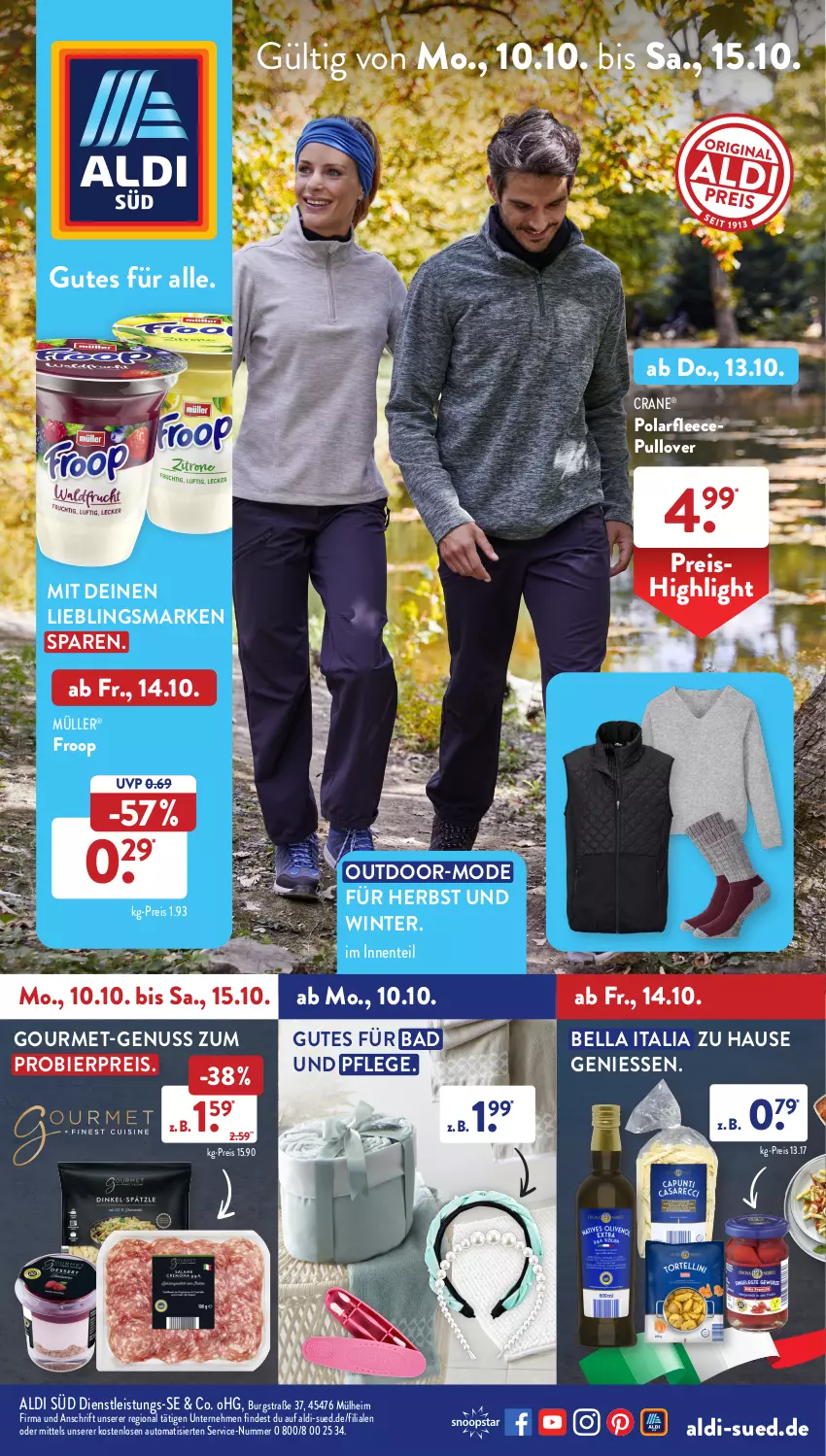 Aktueller Prospekt AldiSud - NÄCHSTE WOCHE - von 10.10 bis 15.10.2022 - strona 1 - produkty: aldi, auto, Bad, bier, eis, ente, froop, Mode, Müller, nuss, Pullover, reis, Ti