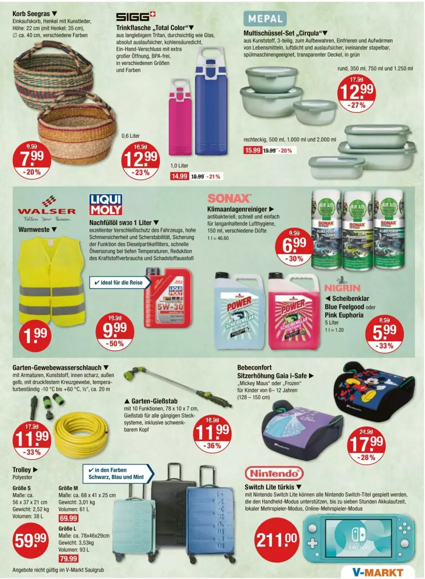 Aktueller Prospekt Vmarkt - Prospekte - von 24.07 bis 30.07.2025 - strona 13 - produkty: akku, angebot, angebote, armatur, armaturen, Bebe, beco, decke, Deckel, Diesel, einkaufskorb, elle, ente, erde, flasche, Garten, henkel, Kinder, korb, kraft, lebensmittel, LG, Maus, Multischüssel, nintendo, Nintendo Switch, Rauch, reiniger, Ria, rum, schlauch, schüssel, Sitzerhöhung, sonax, Spiele, spülmaschinen, Ti, tisch, trinkflasche, trolley, walser, Warnweste, wasser, Wasserschlauch, Weste