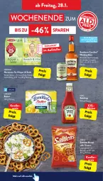 Gazetka promocyjna AldiSud - ALDI Aktuell - Gazetka - ważna od 29.01 do 29.01.2022 - strona 20 - produkty: aldi, brezel, butter, cola, eis, elle, flasche, getränk, heinz, ketchup, knallerpreis, kräuter, landliebe, lemonade, LG, likör, lorenz, meersalz, Mixgetränk, reis, saltletts, salz, Southern Comfort, tee, teekanne, teller, Ti, whiskey