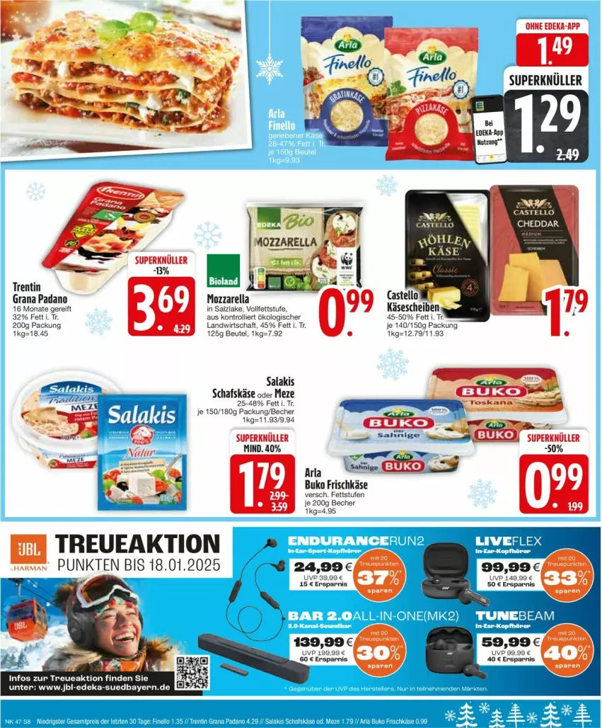 Aktueller Prospekt Edeka - Prospekte - von 18.11 bis 23.11.2024 - strona 10 - produkty: Becher, beutel, Buko, cheddar, deka, frischkäse, grana, grana padano, jbl, Käse, mozzarella, padano, Rana, rel, salakis, salz, schafskäse, Ti, trolli