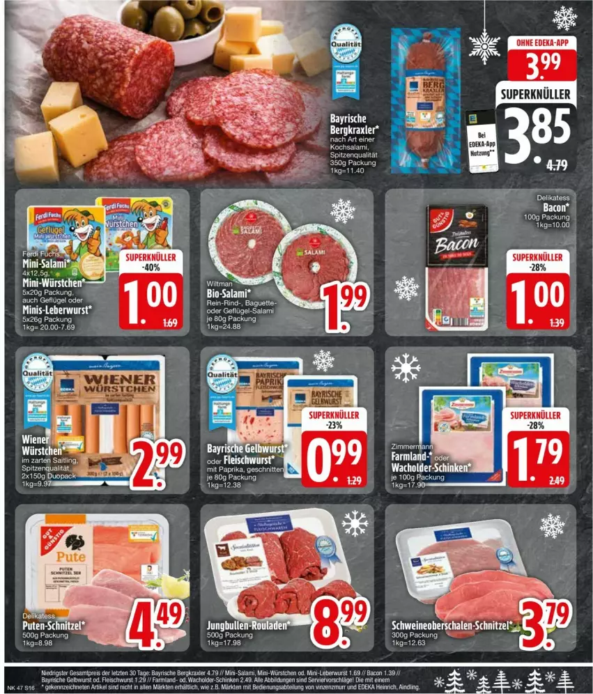 Aktueller Prospekt Edeka - Prospekte - von 18.11 bis 23.11.2024 - strona 18 - produkty: bacon, eis, elle, fleisch, fleischwurst, Geflügel, leberwurst, Mini-Würstchen, reis, salami, schinken, spitzenqualität, tee, Ti, wurst, würstchen, ZTE