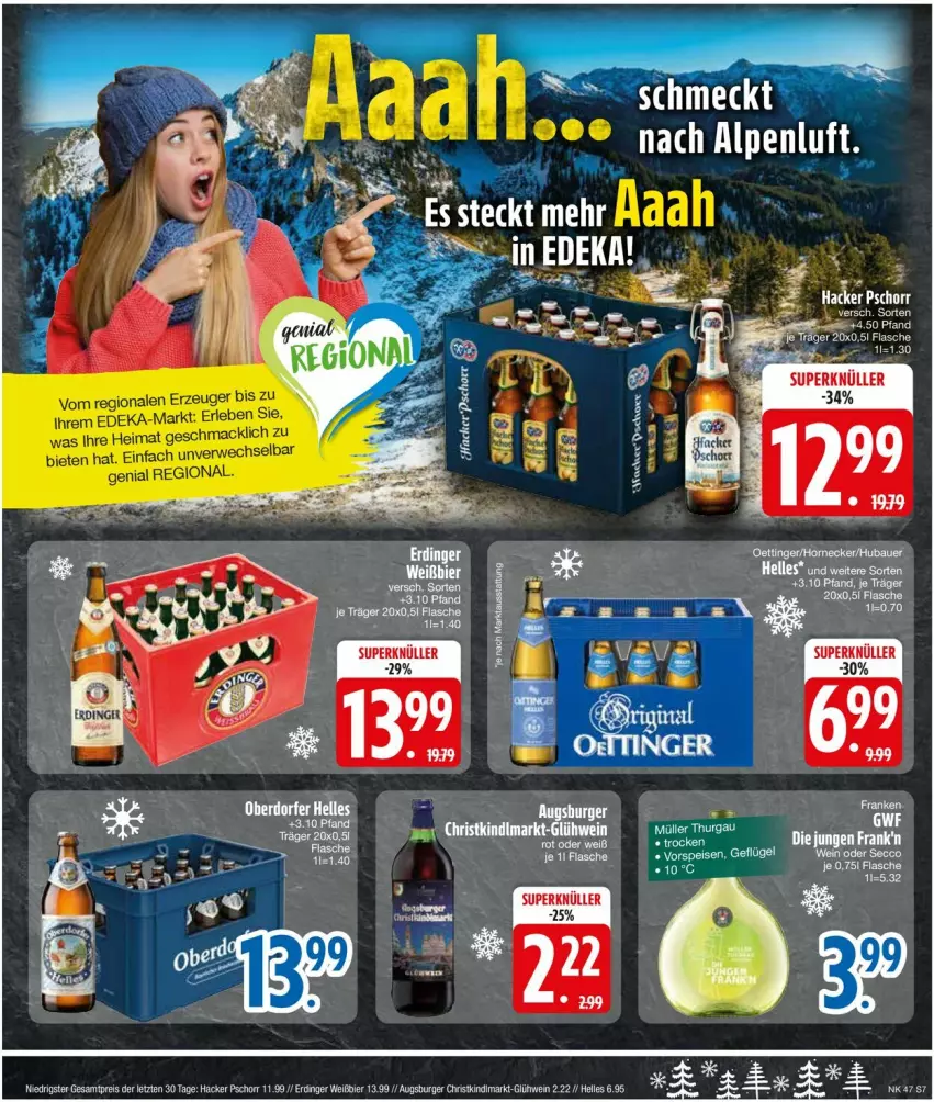 Aktueller Prospekt Edeka - Prospekte - von 18.11 bis 23.11.2024 - strona 9 - produkty: bier, burger, eis, elle, erdinger, Glühwein, hacker pschorr, reis, wein, ZTE