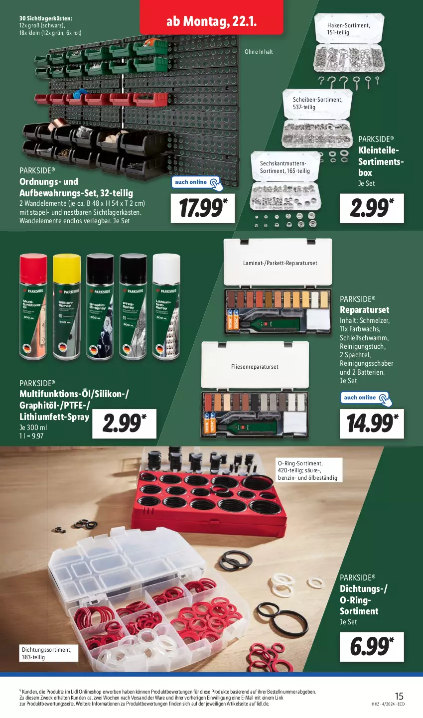 Aktueller Prospekt Lidl - Aktionsprospekt - von 22.01 bis 27.01.2024 - strona 21 - produkty: batterie, batterien, ente, laminat, Parkside, Reinigung, ring, schwamm, spachtel, Ti, tuc, weck