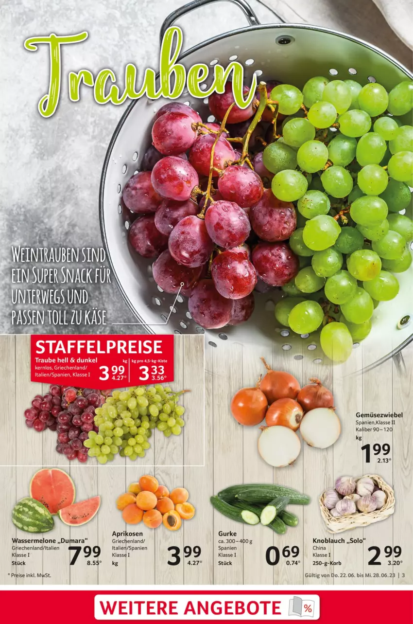 Aktueller Prospekt Selgros - Food - von 22.06 bis 28.06.2023 - strona 3 - produkty: aprikose, aprikosen, eis, gurke, honig, knoblauch, korb, melone, reis, Ti, wasser, wassermelone