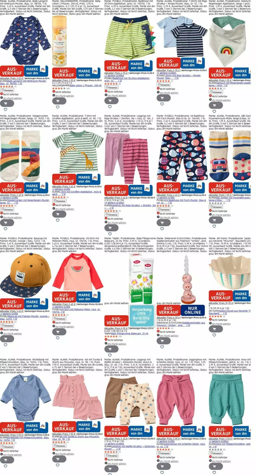 Aktueller Prospekt Dm Drogerie - Prospekte - von 22.09 bis 01.10.2025 - strona 14 - produkty: auto, Baby Pflegecreme, Bad, Badehose, body, braun, Cap, Clin, creme, eis, Elefant, elle, fisch, gin, hose, kerze, Kerzenhalter, leggings, Lotion, melone, melonen, orange, Pflegecreme, rasen, reifen, reis, ring, rwe, salat, schüssel, shirt, shirts, shorts, socken, Stabkerze, Stabkerzenhalter, T-Shirt, Ti, topper, tuc, tunika, usb, WICK, Wickelbody
