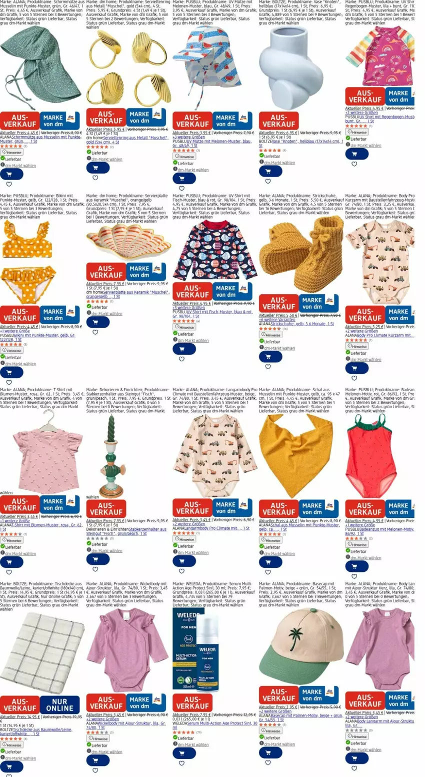 Aktueller Prospekt Dm Drogerie - Prospekte - von 22.09 bis 01.10.2025 - strona 5 - produkty: Anzug, aust, Bad, badeanzug, Bau, bikini, blume, blumen, body, Cap, decke, eier, eis, elle, fisch, kerze, Kerzenhalter, latte, leine, melone, melonen, Mütze, orange, reis, ring, rum, Schal, schuhe, Serum, shirt, Stabkerze, Stabkerzenhalter, T-Shirt, Ti, tisch, tischdecke, usb, Vase, weleda, Wels, WICK, Wickelbody, Yo