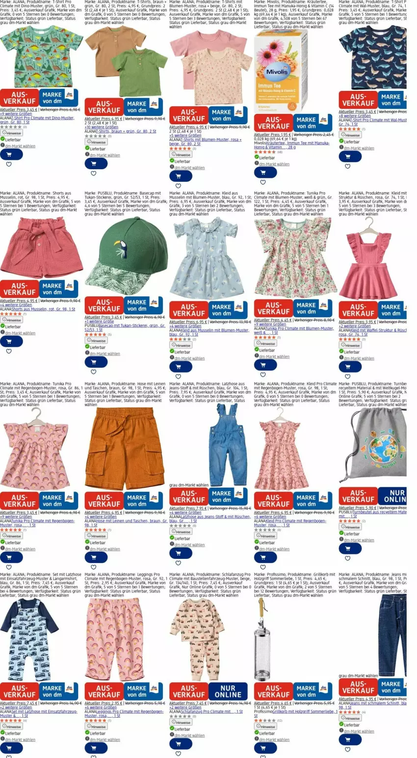 Aktueller Prospekt Dm Drogerie - Prospekte - von 22.09 bis 01.10.2025 - strona 7 - produkty: Anzug, aust, Bau, beutel, blume, blumen, braun, Cap, eis, elle, gin, grill, Holz, honig, hose, jeans, kleid, korb, kräuter, Kugel, Langarmshirt, Latzhose, leggings, leine, merl, nuk, Profissimo, reis, rel, Ria, Schlafanzug, shirt, shirts, shorts, sim, T-Shirt, Tasche, taschen, tee, Ti, tuc, tunika, usb, vita, Vitamin C, Yo