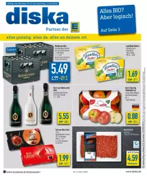 Gazetka promocyjna Diska - Prospekte - Gazetka - ważna od 12.03 do 12.03.2022 - strona 1 - produkty: aktionspreis, angebot, angebote, bier, butter, eis, ferrero, flasche, fleisch, fürst von metternich, hackfleisch, hackfleisch gemischt, Hefe, hefeweizen, krone, landliebe, Mett, metternich, reis, sekt, Streichzart, tafeläpfel, Ti