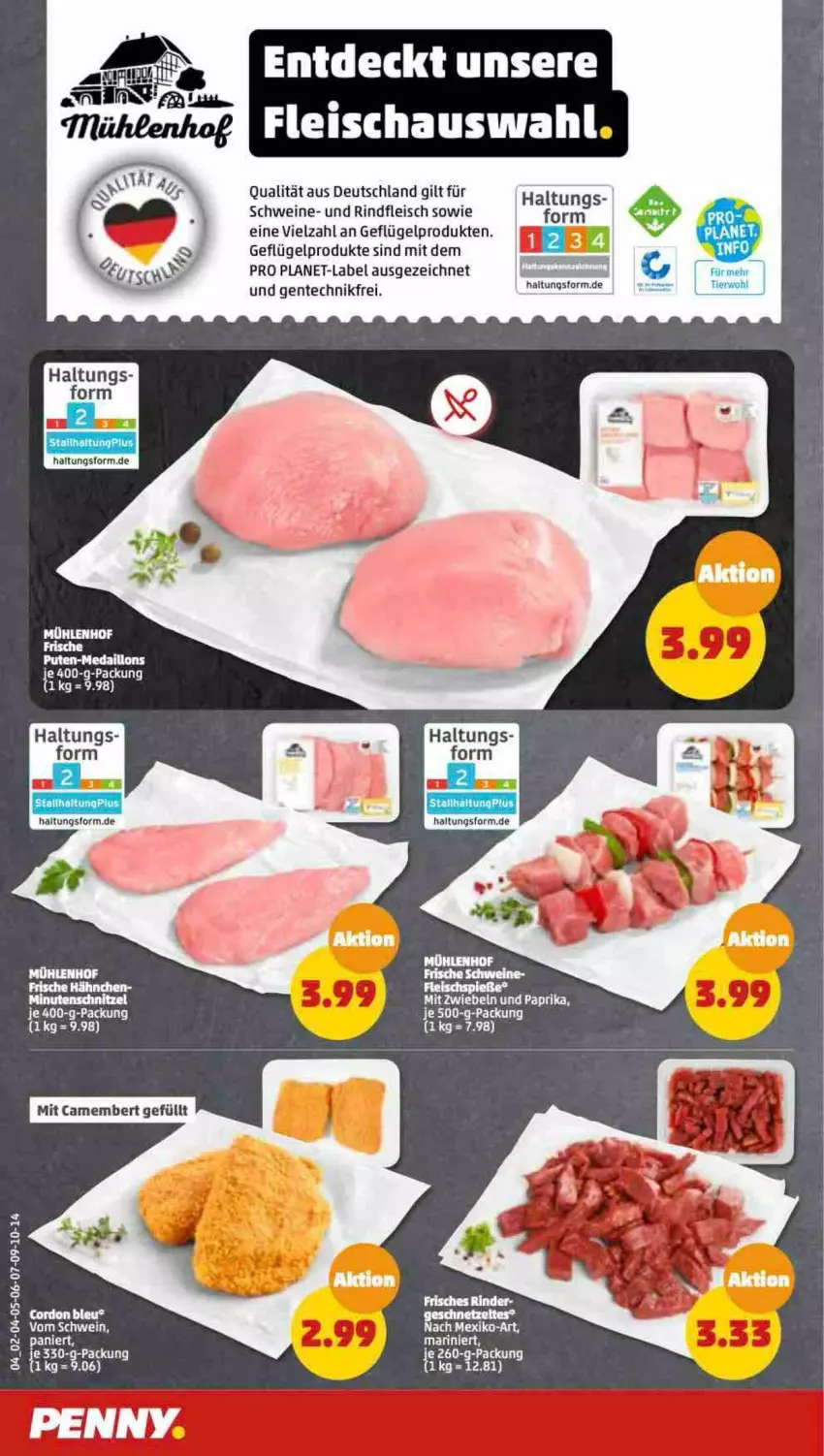 Aktueller Prospekt Penny - Prospekte - von 13.02 bis 18.02.2023 - strona 4 - produkty: cordon bleu, eis, ente, fleisch, Frische Hähnchen, Geflügel, geflügelprodukte sind mit dem, medaillons, minutenschnitzel, pute, rind, rindfleisch, schnitzel, schwein, schweine, Ti, wein, weine