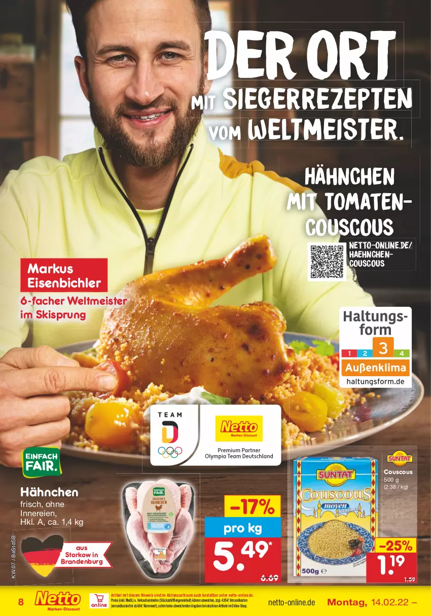 Aktueller Prospekt Netto Marken-Discount - Filial-Angebote - von 14.02 bis 19.02.2022 - strona 8 - produkty: couscous, eis, Meister, ndk, reis, rezept, rezepte, Ti, tomate, tomaten, versandkostenfrei