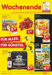 Gazetka promocyjna Netto Marken-Discount - Filial-Angebote - Gazetka - ważna od 19.02 do 19.02.2022 - strona 29 - produkty: alkohol, angebot, beere, beeren, bio, dünger, ente, erdbeere, erdbeeren, filegro, filet, iglo, krombache, krombacher, krombacher pils, maggi, pils, ravioli, Schal, Schale, schlemmer-filet, Ti, ZTE