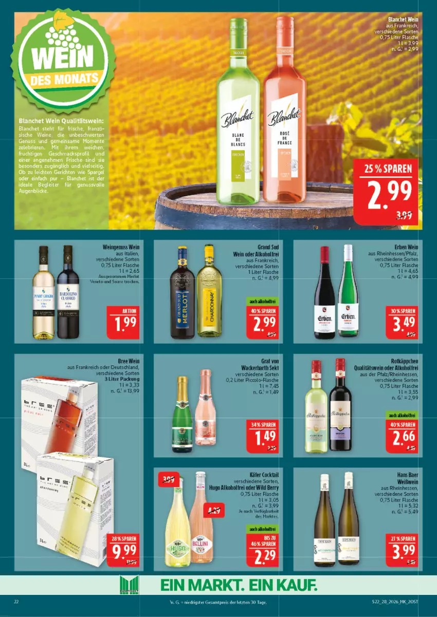 Aktueller Prospekt Marktkauf - Prospekt - von 05.07 bis 11.07.2026 - strona 22 - produkty: alkohol, bree, cocktail, flasche, hugo, käfer, merl, merlot, nuss, qualitätswein, rotkäppchen, sekt, Ti, wein, Weißwein, Wild, wild berry
