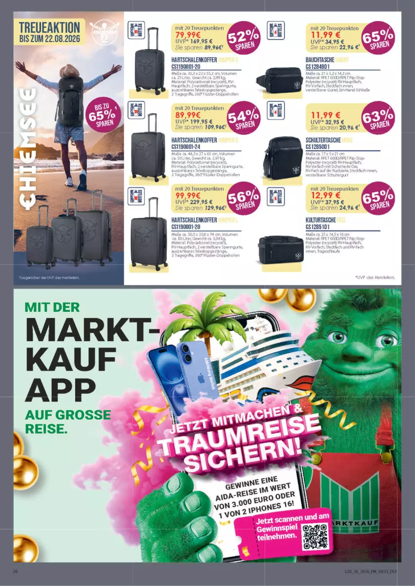 Aktueller Prospekt Marktkauf - Prospekt - von 05.07 bis 11.07.2026 - strona 28 - produkty: Bau, eis, Hartschalenkoffer, koffer, reis, Schal, Schale, Schultertasche, Tasche, Ti