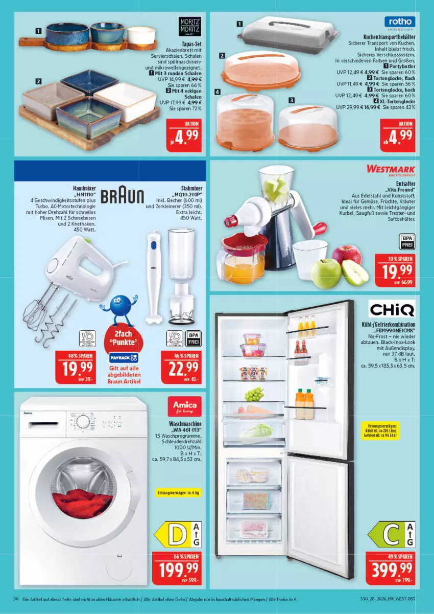 Aktueller Prospekt Marktkauf - Prospekt - von 05.07 bis 11.07.2026 - strona 30 - produkty: Becher, Behälter, braun, edelstahl, elle, Entsafter, früchte, gefrierkombination, handmixer, HP, kräuter, kuchen, lack, leine, mac, mikrowelle, Mixer, Q10, saft, Schal, Schale, Schneebesen, Sport, spülmaschinen, Ti, torte, vita, Yo, Zerkleinerer