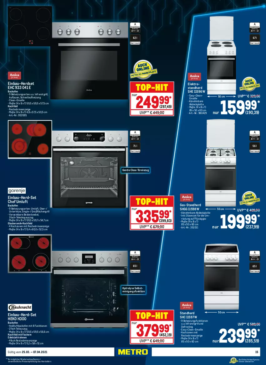 Aktueller Prospekt Metro - Technik Spezial - von 25.03 bis 07.04.2021 - strona 15 - produkty: backofen, Bau, edelstahl, einbau-herdset, eis, Elektro, elle, glaskeramik, glaskeramik-kochfeld, grill, herdset, keramik-kochfeld, kochfeld, latte, maille, Ofen, Reinigung, reis, Teleskop, teller, Ti