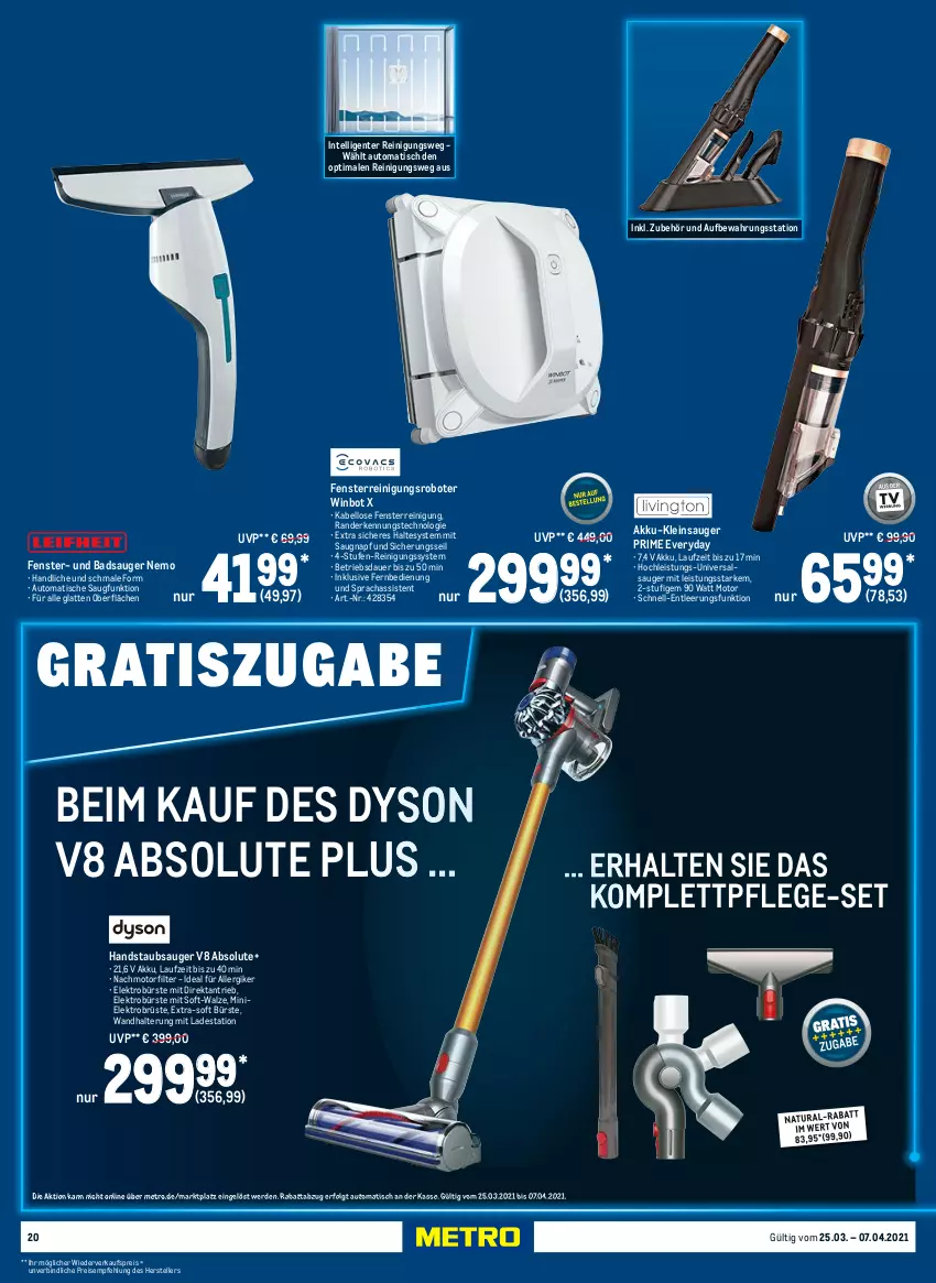 Aktueller Prospekt Metro - Technik Spezial - von 25.03 bis 07.04.2021 - strona 20 - produkty: akku, auer, auto, Bad, bürste, Dyson, eis, Elektro, elle, ente, erde, fenster, fernbedienung, gsw, handstaubsauger, Intel, latte, LG, Metro, natur, natura, Reinigung, reis, Salsa, staubsauger, teller, Ti, tisch, wandhalterung