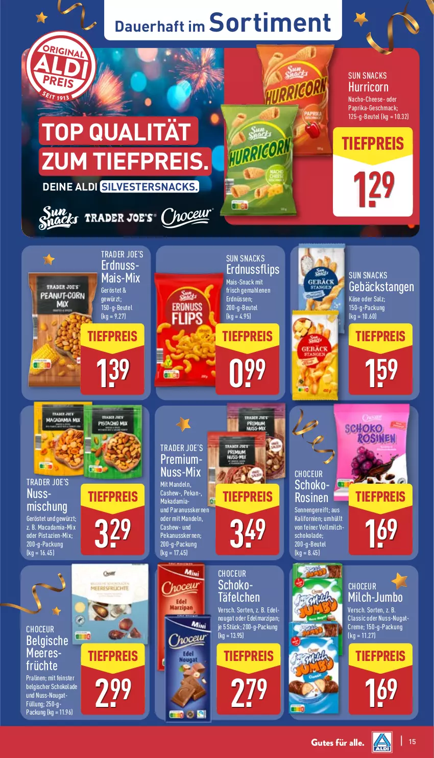 Aktueller Prospekt Aldi Nord - Von Montag - von 22.12 bis 27.12.2025 - strona 16 - produkty: aldi, auer, beutel, Cashew, creme, Edelmarzipan, eis, erdnuss, erdnüsse, erdnüssen, früchte, gewürz, jumbo, Käse, LG, mac, macadamia, mais, mandel, mandeln, marzipan, meeresfrüchte, milch, nacho, nuss, paprika, Paranusskerne, pistazien, pralinen, reis, salz, schoko, schokolade, snack, snacks, Sun Snacks, Ti, tiefpreis, vollmilch