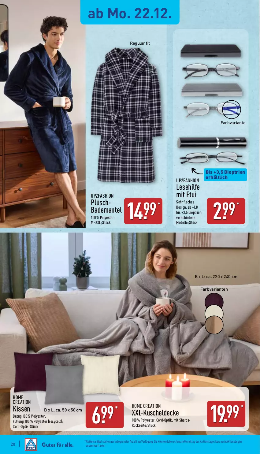 Aktueller Prospekt Aldi Nord - Von Montag - von 22.12 bis 27.12.2025 - strona 21 - produkty: Bad, Bademantel, decke, dell, elle, gin, kissen, Mantel, Mode, Plüsch, Ria, Ti, up2fashion, ZTE