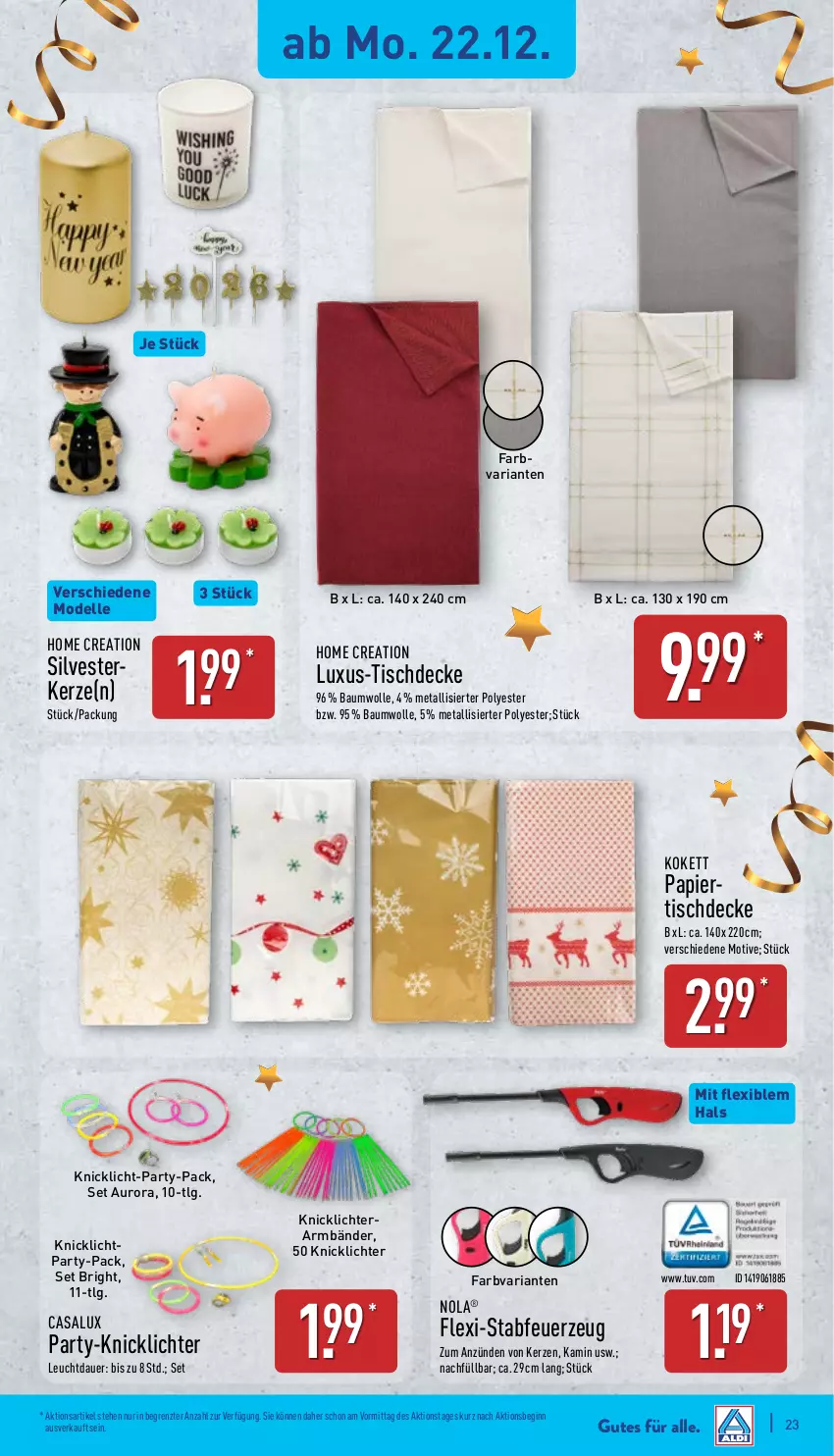 Aktueller Prospekt Aldi Nord - Von Montag - von 22.12 bis 27.12.2025 - strona 24 - produkty: auer, Bau, baumwolle, decke, dell, elle, gin, Kamin, kerze, Knicklicht, LG, Mode, Ria, Ti, tisch, tischdecke, wolle, ZTE