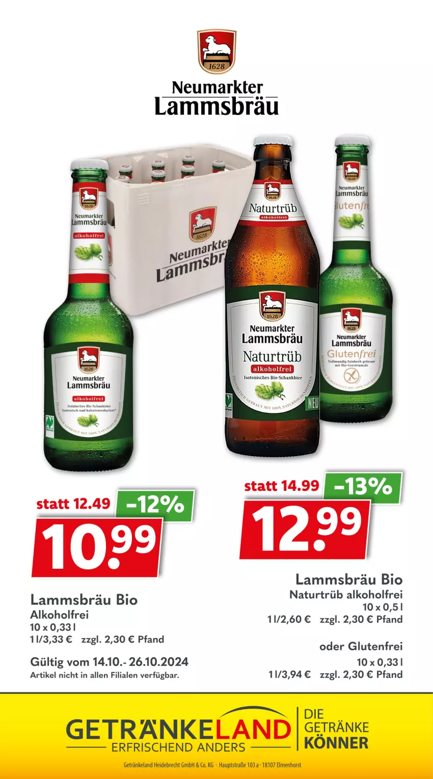 Aktueller Prospekt Getraenkeland - von 14.10 bis 26.10.2024 - strona 7 - produkty: alkohol, bier, bio, Elan, getränk, getränke, lamm, natur, Schankbier, Ti