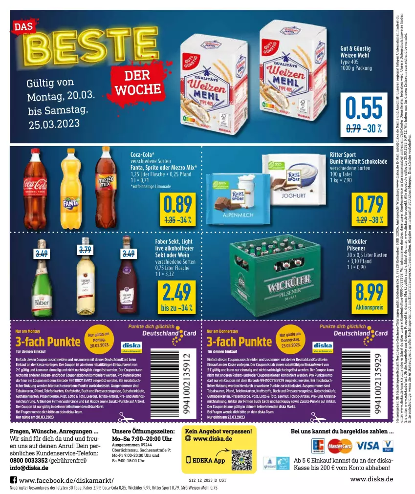 Aktueller Prospekt Diska - Prospekte - von 20.03 bis 25.03.2023 - strona 12 - produkty: alkohol, angebot, angebote, buch, coca-cola, cola, coupon, deka, eier, eis, ente, erde, flasche, guthabenkarte, gutschein, kraft, LG, mars, mehl, pils, pilsener, reis, ritter, ritter sport, schoko, schokolade, Sport, Tchibo, tee, telefon, Ti, type 405, uhr, WICK, ZTE