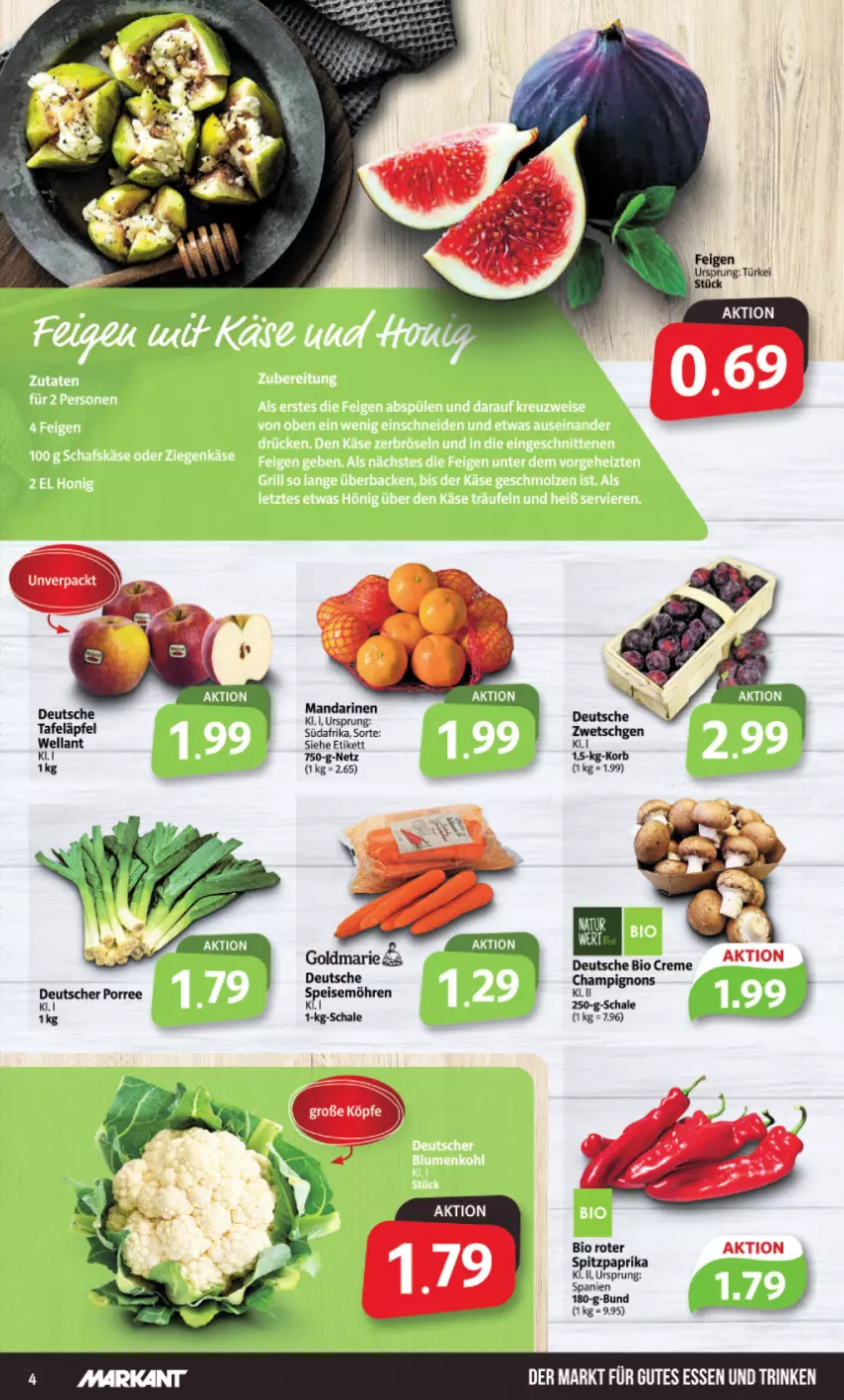 Aktueller Prospekt Markant - Prospekte - von 28.08 bis 02.09.2023 - strona 4 - produkty: bio, champignon, champignons, creme, eis, gutes essen, korb, mandarine, mandarinen, möhren, paprika, Schal, Schale, speisemöhren, Spitzpaprika, Ti