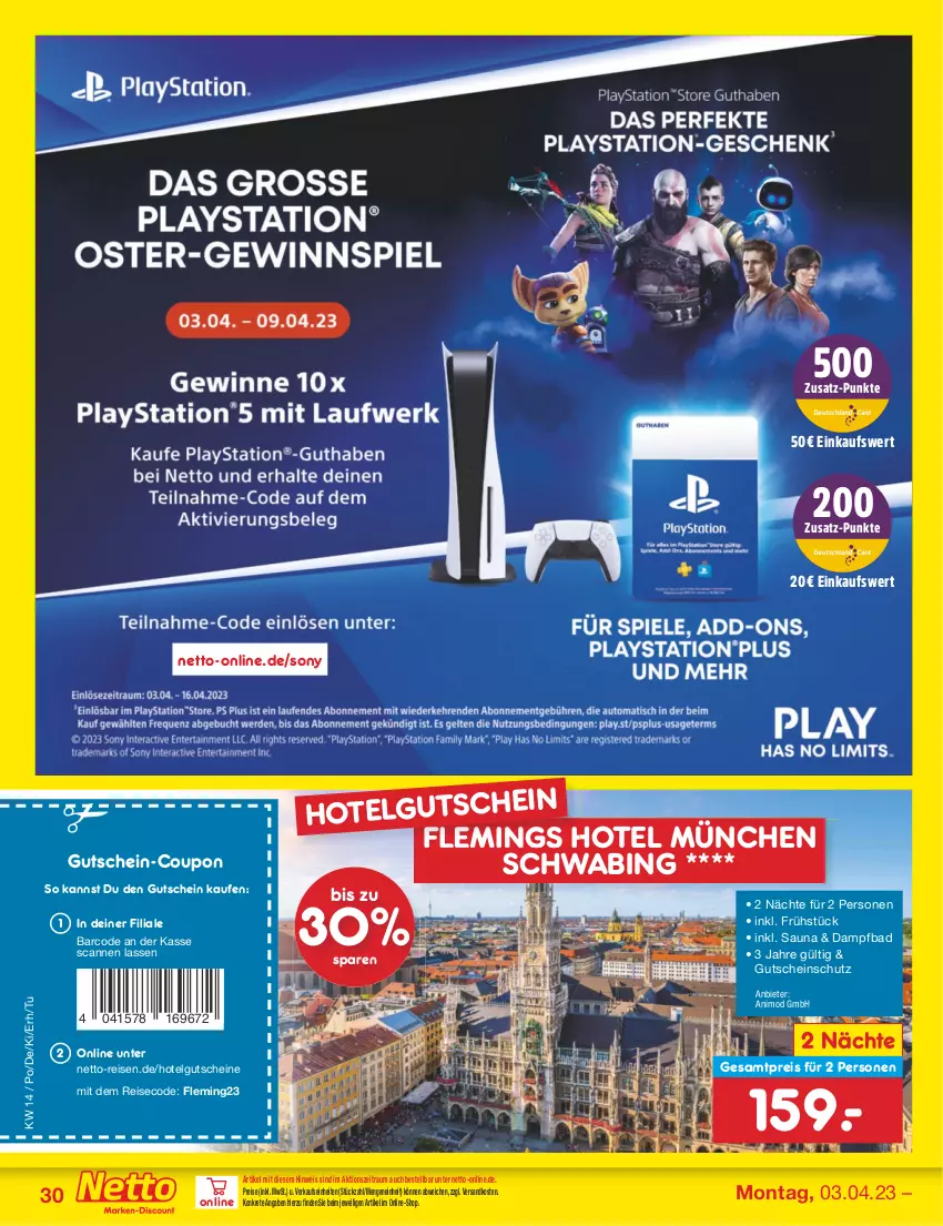 Aktueller Prospekt Netto Marken-Discount - Filial-Angebote - von 03.04 bis 08.04.2023 - strona 30 - produkty: Bad, coupon, eis, gutschein, gutscheine, LG, ndk, reis, sony, Ti