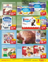 Gazetka promocyjna Netto Marken-Discount - Filial-Angebote - Gazetka - ważna od 08.04 do 08.04.2023 - strona 21 - produkty: angebot, bestpreis, coppenrath, decke, eis, elinas, elinas joghurt, ente, iglo, joghur, joghurt, joghurt nach, Kinder, kinder pingui, Müller, pingui, pizza, pudding, reis, salakis, salami, spinat, Ti, torte, usb, ZTE