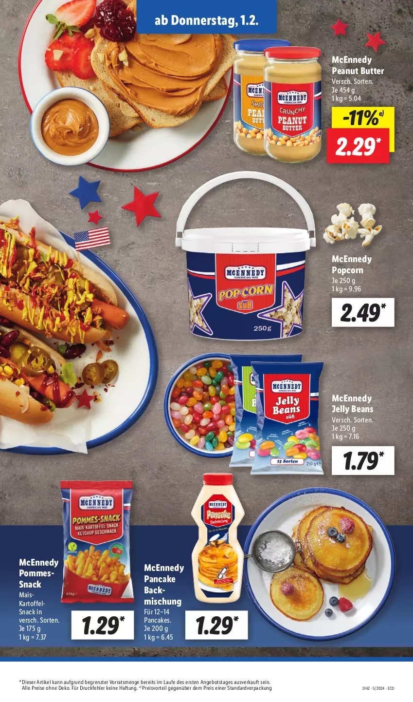 Aktueller Prospekt Lidl - Aktionsprospekt - von 29.01 bis 03.02.2024 - strona 39 - produkty: angebot, butter, eis, kartoffel, mais, mcennedy, peanut butter, pommes, popcorn, preisvorteil, reis, snack, Ti, ZTE