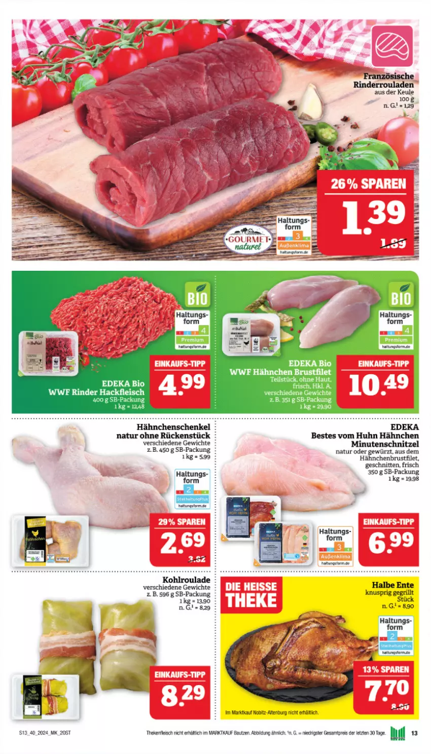 Aktueller Prospekt Marktkauf - Prospekt - von 29.09 bis 05.10.2024 - strona 13 - produkty: Bau, brustfilet, deka, eis, filet, fleisch, hähnchenbrust, hähnchenbrustfilet, hähnchenschenkel, henkel, minutenschnitzel, natur, reis, rind, rinder, Rinderroulade, rinderrouladen, rouladen, schenkel, schnitten, schnitzel, ZTE