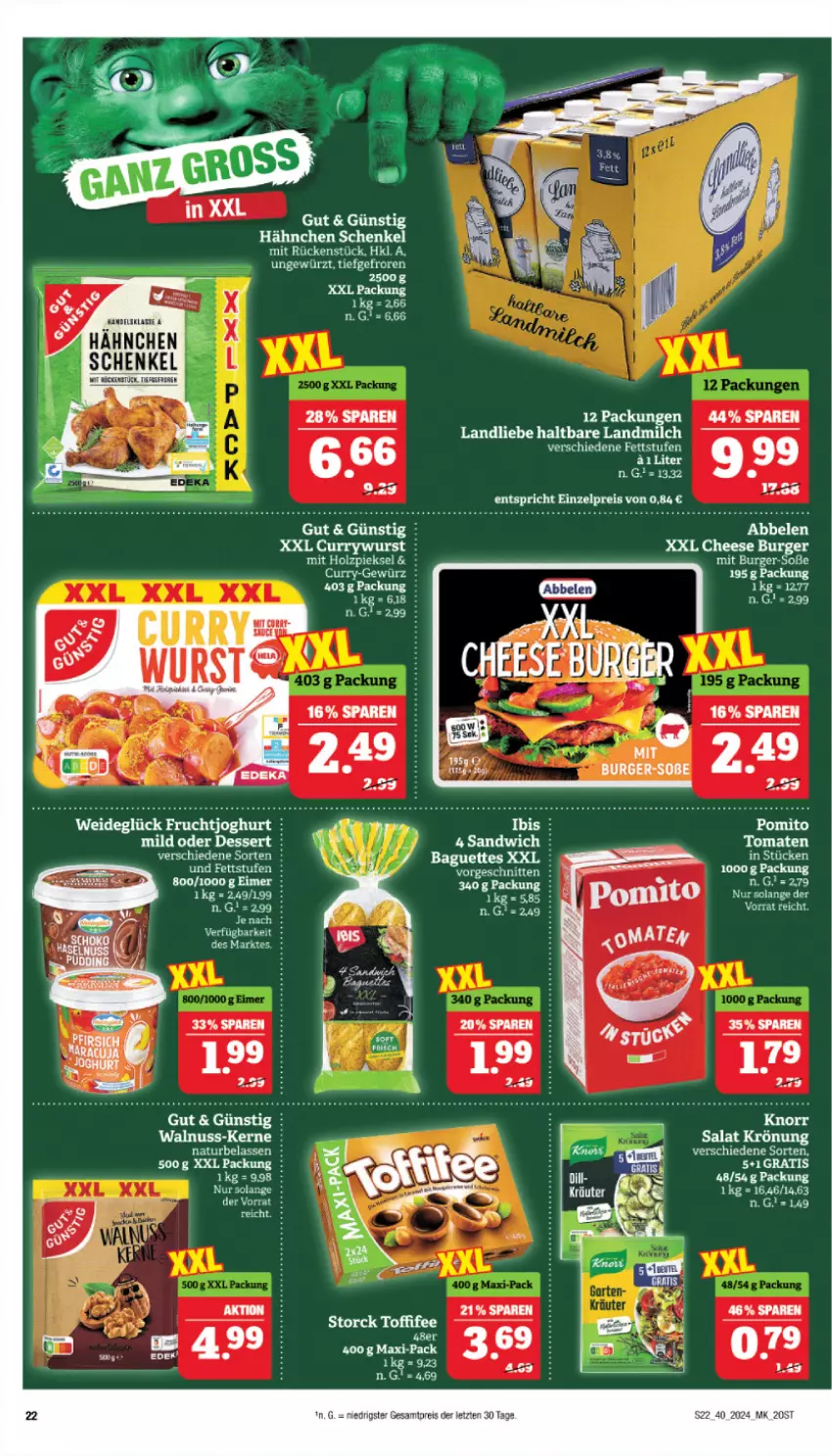 Aktueller Prospekt Marktkauf - Prospekt - von 29.09 bis 05.10.2024 - strona 22 - produkty: baguette, baguettes, bio, burger, curry, dessert, eimer, eis, ente, frucht, fruchtjoghurt, gewürz, henkel, Holz, joghur, joghurt, knorr, natur, nuss, pomito, reis, salat, sandwich, schenkel, schnitten, Soße, Ti, tomate, tomaten, walnuss, ZTE