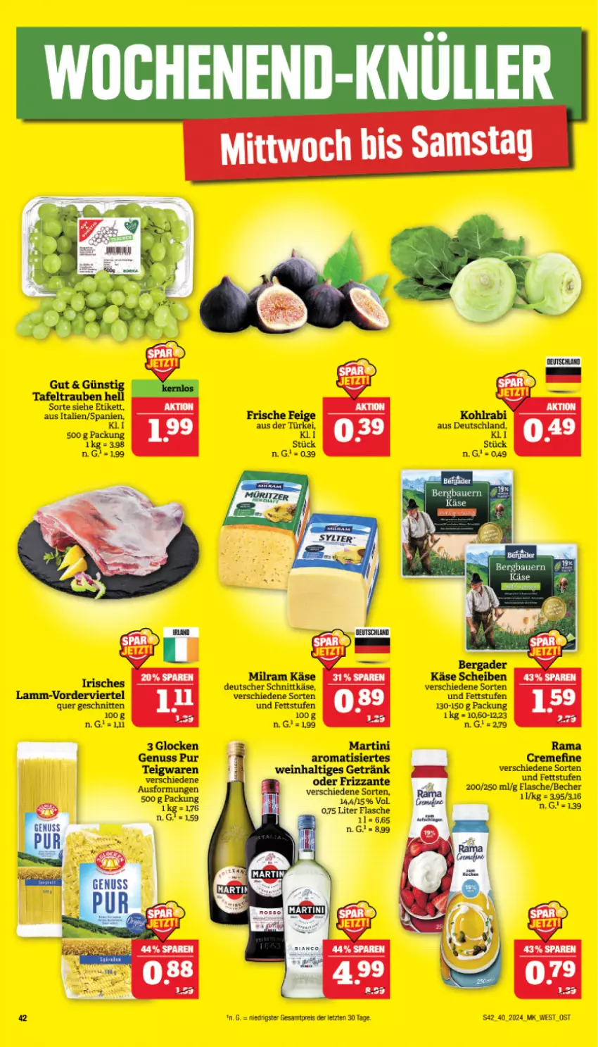 Aktueller Prospekt Marktkauf - Prospekt - von 29.09 bis 05.10.2024 - strona 42 - produkty: Becher, bergader, creme, eis, flasche, GPS, Käse, lamm, nuss, rama, reis, schnitten, schnittkäse, tafeltrauben, teigwaren, Ti, trauben, wein, ZTE