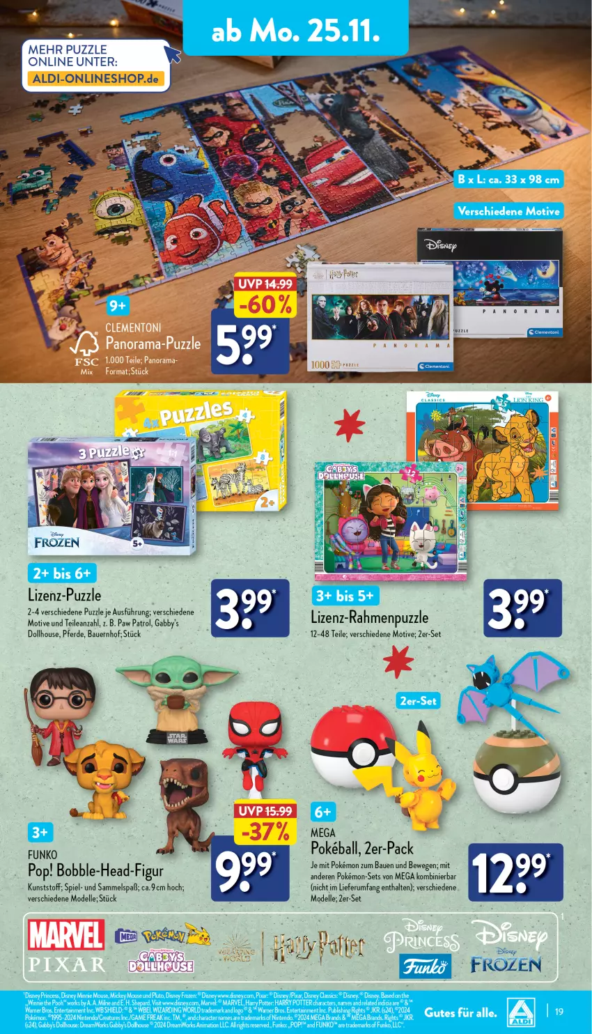 Aktueller Prospekt Aldi Nord - Von Montag - von 25.11 bis 30.11.2024 - strona 19 - produkty: aldi, auer, ball, Bau, Bauer, dell, disney, elle, ente, erde, Mode, nintendo, Paw Patrol, Puzzle, rel, rum, Ti