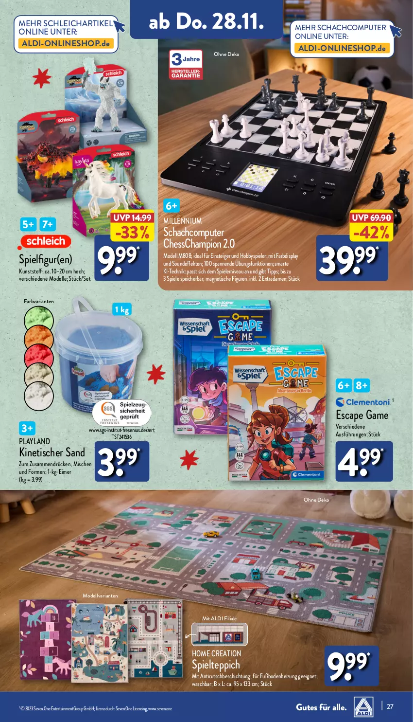 Aktueller Prospekt Aldi Nord - Von Montag - von 25.11 bis 30.11.2024 - strona 27 - produkty: aldi, Cap, champion, computer, dell, eimer, elle, ente, Hobby, Mode, nivea, pute, Ria, Schleich, Spiele, teppich, Ti, tisch