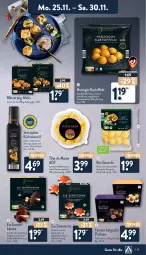 Gazetka promocyjna Aldi Nord - Von Montag - Gazetka - ważna od 30.11 do 30.11.2024 - strona 13 - produkty: apfel, aus der tiefkühlung, Belgische Pralinen, bio, blätterteig, blume, blumen, blumenöl, creme, dressing, eis, eiscreme, flasche, geback, gin, gnocchi, hartkäse, kakao, kartoffel, kartoffeln, Käse, Kürbis, Kürbiskernöl, LG, pralinen, reis, sauce, saucen, sonnenblume, sonnenblumen, sonnenblumenöl, Sorbet, suppe, suppen, Tête de Moine, Ti, tiefpreis, trolli, vanille